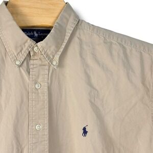 Polo Ralph Lauren Button Down Shirt Mens XL Tan Blake Cotton Long Sleeve